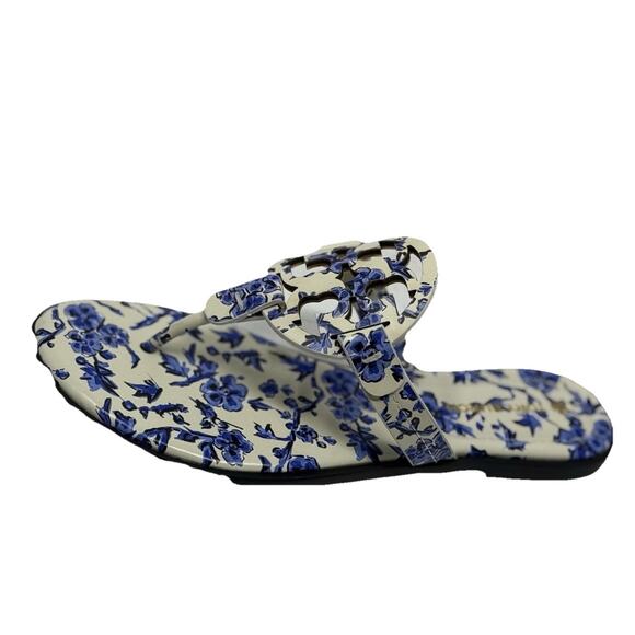 Tory Burch Miller sandal 6 Blue white branches - Picture 6 of 7